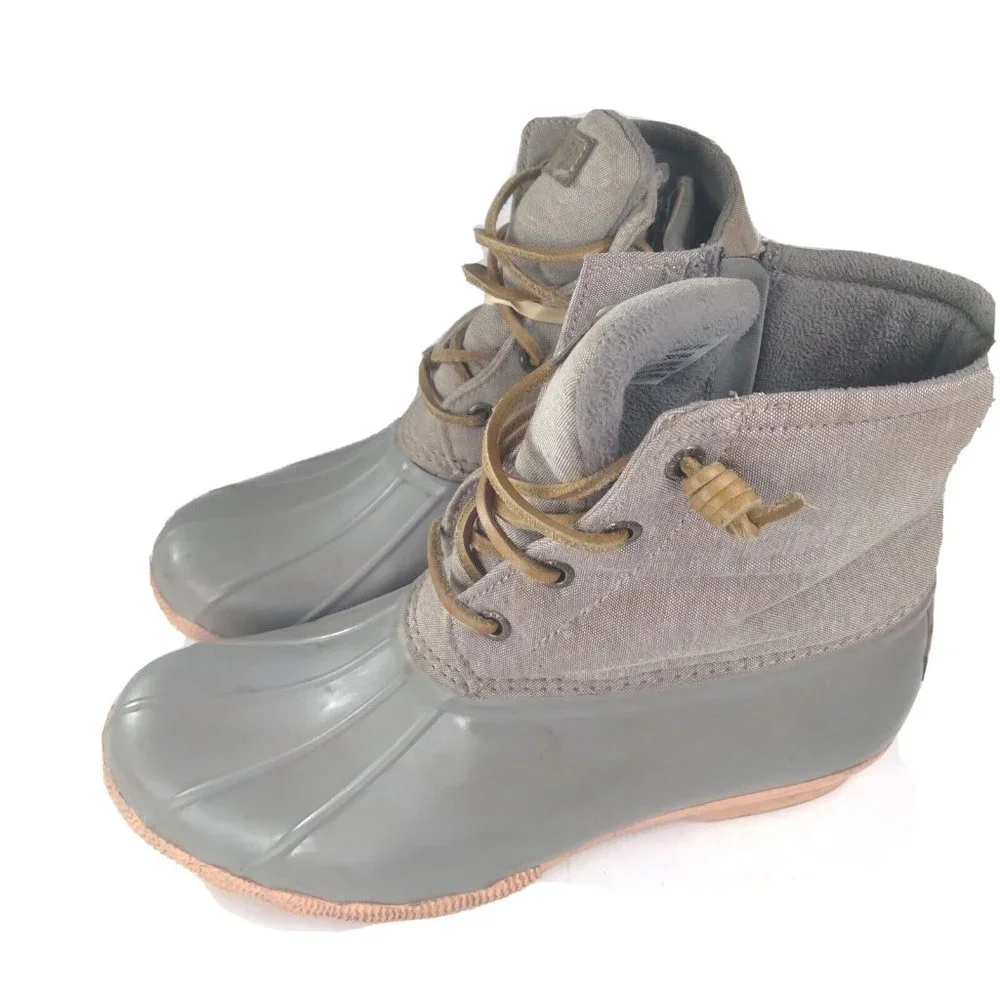 Sperry Saltwater Womens 8.5 M‎ Waterproof Snow Duck Rubber Boots Gray STS…